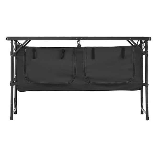 Camping køkkenbord, 56x71x71 cm, Sort, Aluminium, Opbevaring