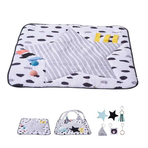 Babygymmatta, 88x88x44 cm, mjukt tyg, sensoriska leksaker