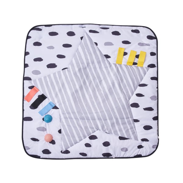 Babygymmatta, 88x88x44 cm, mjukt tyg, sensoriska leksaker