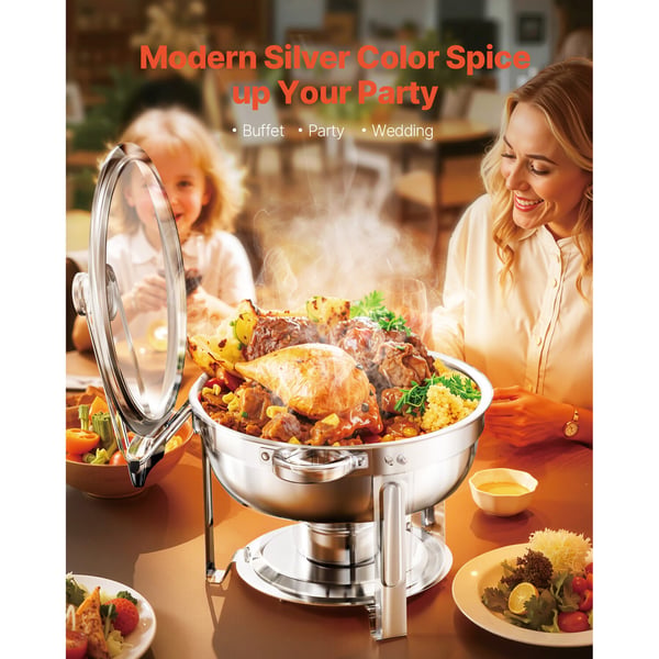 Chafing-astia buffet-setti, 4 kpl 5 qt ruostumaton teräs, hopea, tarjoilun lämpöastia