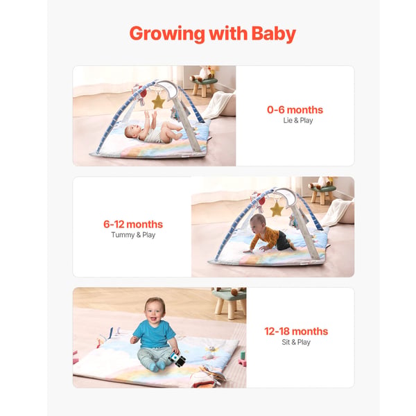 Babygymmatta, 89x89x48 cm, sensoriska leksaker, tyg