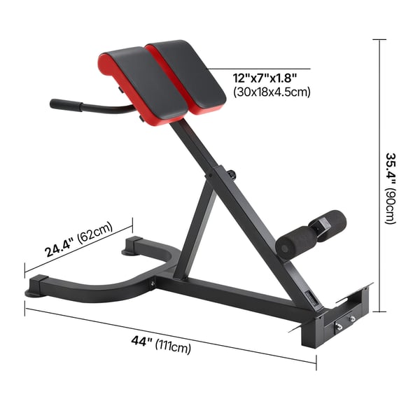 Roman Chair Hyperextension Bänk Justerbar, Svart