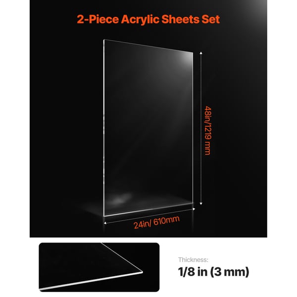 Akrylplade, 61x122x0.3 cm, Transparent, Plastik