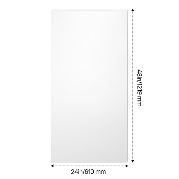 Plastskiva, HDPE högdensitetspolyeten, 61x122x1.3 cm, vit