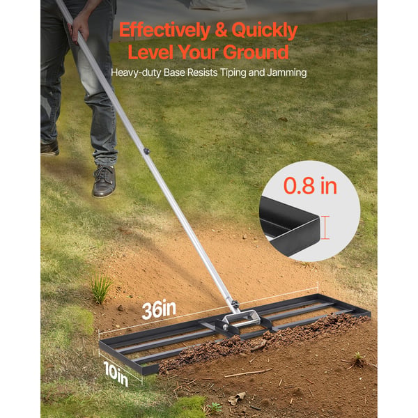 Plæneafretter rive, 91,4x25,4 cm plade, 213 cm skaft, sort, kulstofstål