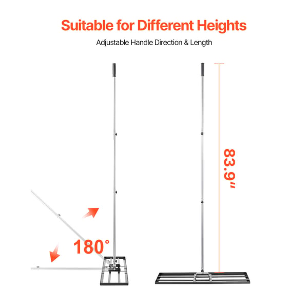 Plæneafretter rive, 91,4x25,4 cm plade, 213 cm skaft, sort, kulstofstål