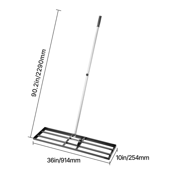 Plæneafretter rive, 91,4x25,4 cm plade, 213 cm skaft, sort, kulstofstål
