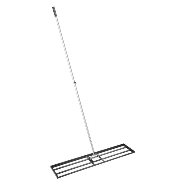 Plæneudjævningsrive, 121,9x25,4 cm plade, 213 cm skaft, sort, kulstofstål