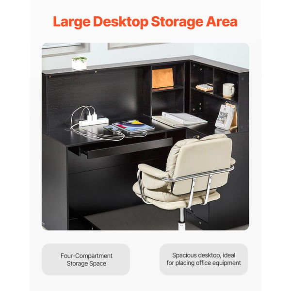 Reception Disk, 140x80x120 cm, Sort, MDF