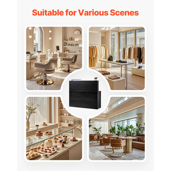 Reception Disk, 140x80x120 cm, Sort, MDF