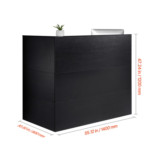 Reception Disk, 140x80x120 cm, Sort, MDF
