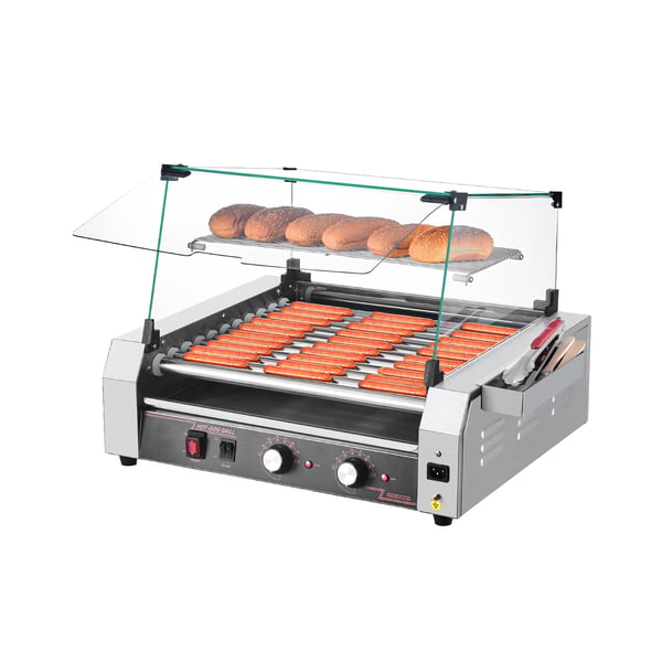 Hot Dog -rullagrilli, 30 hot dogia, 11 rullaa, ruostumaton teräs, kaupallinen