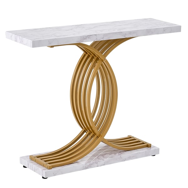 Konsolipöytä, 100x30x81 cm, valkoinen, metallirunko