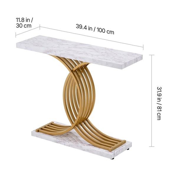 Konsolbord, 100x30x81 cm, Vit, Metallram