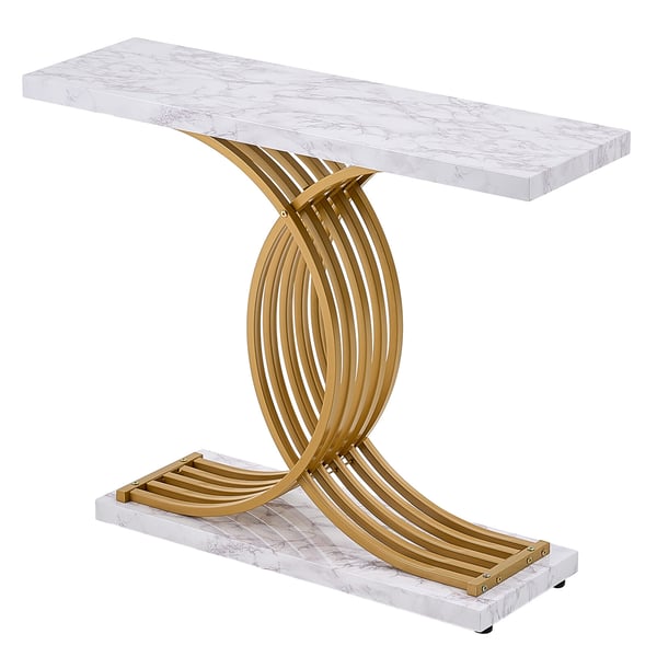 Konsolbord, 100x30x81 cm, Vit, Metallram