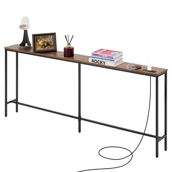 Konsolbord, 180x20x80 cm, Brun, Metallram