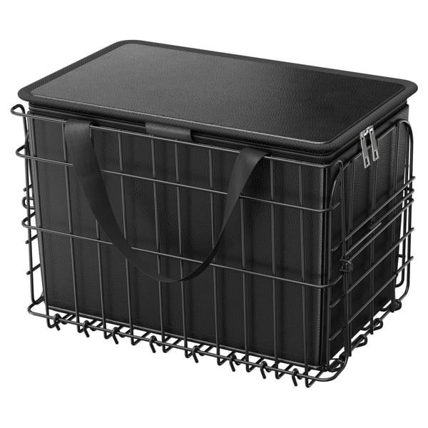 Cykelkurv, Bageste sammenklappelig trådkurv 34x21x22,5 cm, Sort, Metalopbevaring
