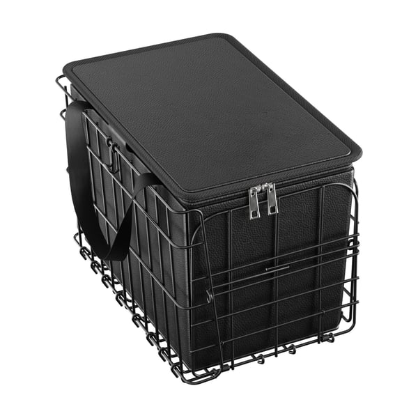 Cykelkurv, Bageste sammenklappelig trådkurv 34x21x22,5 cm, Sort, Metalopbevaring