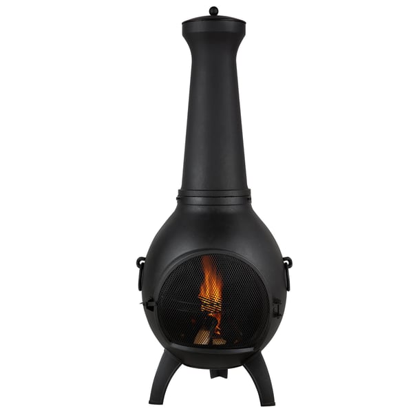 Chiminea, Pallomainen ulkotulisija, 52x50x130 cm, Musta, Alumiini