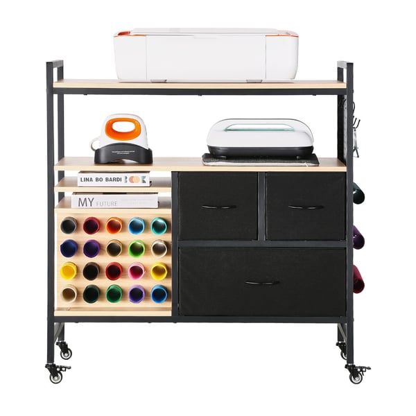 Rullende hobbyvogn og opbevaringsbord, 94x40x97,8 cm, sort
