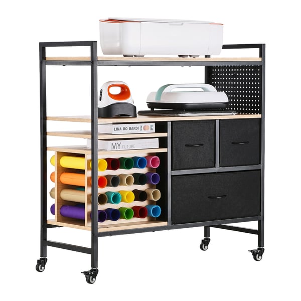 Rullende hobbyvogn og opbevaringsbord, 94x40x97,8 cm, sort