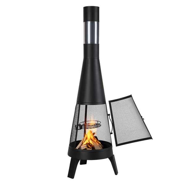 Chiminea, 50,8x149,5 cm, Musta, Ulkokäyttöön, Puulämmitteinen Tulisija