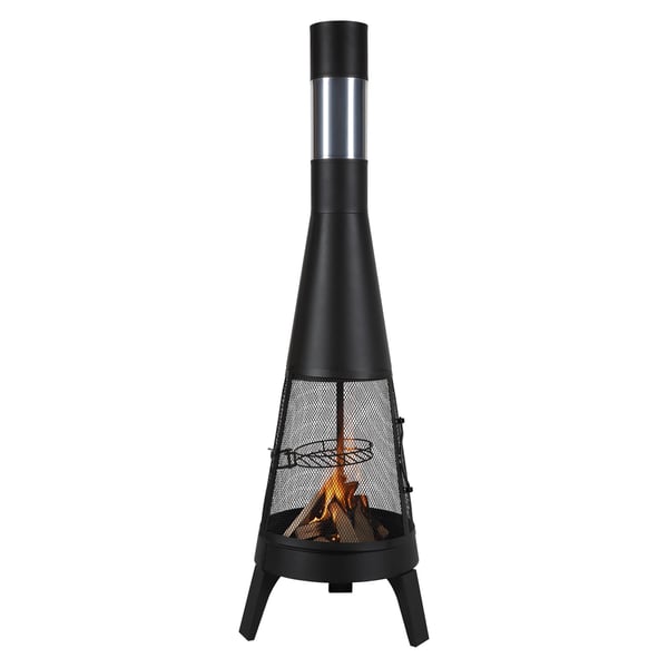 Chiminea, 50,8x149,5 cm, Musta, Ulkokäyttöön, Puulämmitteinen Tulisija