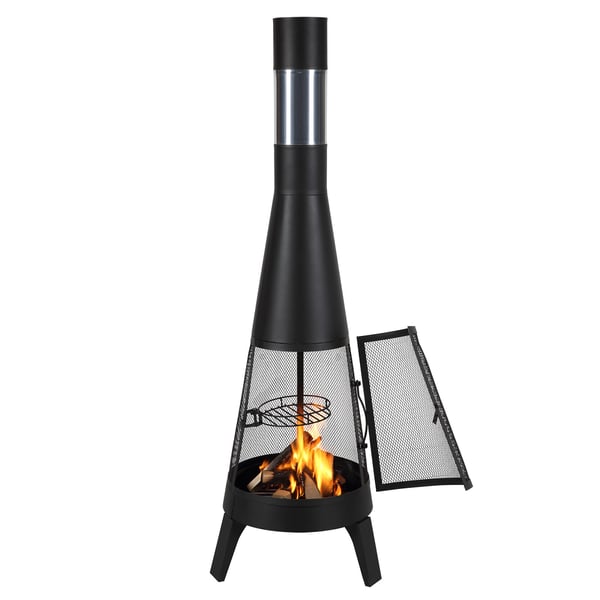 Chiminea, 50,8x149,5 cm, Musta, Ulkokäyttöön, Puulämmitteinen Tulisija