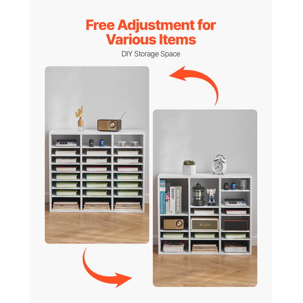 Litteraturorganisator, 24 rum, 73,7x30,5x62 cm, hvid, MDF