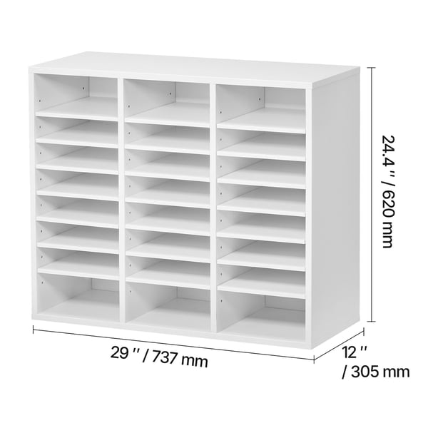 Litteraturorganisator, 24 rum, 73,7x30,5x62 cm, hvid, MDF
