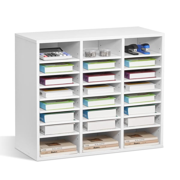 Litteraturorganisator, 24 rum, 73,7x30,5x62 cm, hvid, MDF
