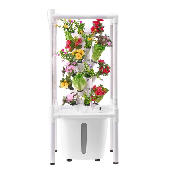 Hydroponisk dyrkningssystem, 43x43x100 cm, Hvid, Vertikal have