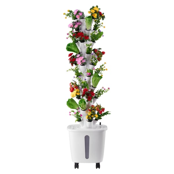 Hydroponiskt odlingssystem, 50 pods 10 nivåer, 35x35x131 cm, vit, inomhusträdgård