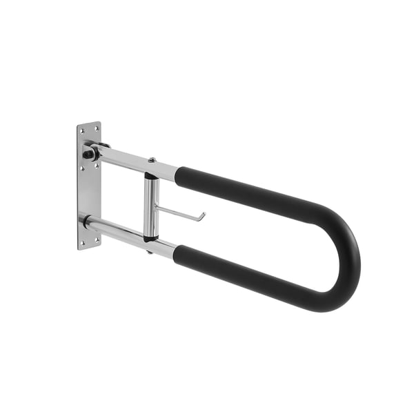 Toiletsikkerhedsrail, U-formet foldbar støttebøjle 28x7.5x76.5 cm, sølv, aluminium