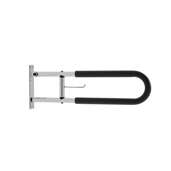 Toiletsikkerhedsrail, U-formet foldbar støttebøjle 28x7.5x76.5 cm, sølv, aluminium