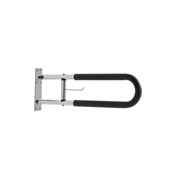 Toiletsikkerhedsrail, U-formet foldbar støttebøjle 28x7.5x76.5 cm, sølv, aluminium