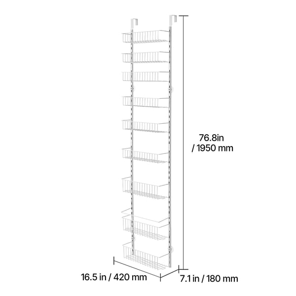 Spisekammerorganisator, 420x180x1950 mm, Hvid, Stål