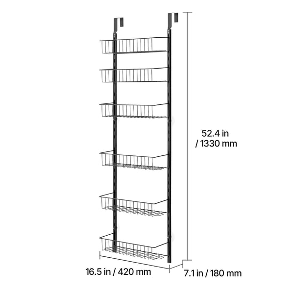Skafferiorganisatör, 16.5x7.1x133 cm, Svart, Stål