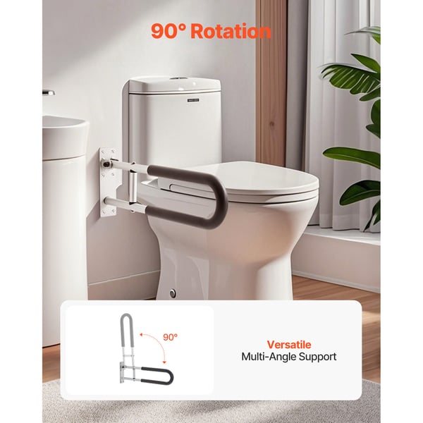 Toiletstøtteræling, 23x75x60,5 cm, Sølv, Sammenklappelig aluminium