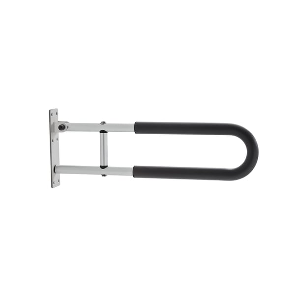 Toiletstøtteræling, 23x75x60,5 cm, Sølv, Sammenklappelig aluminium