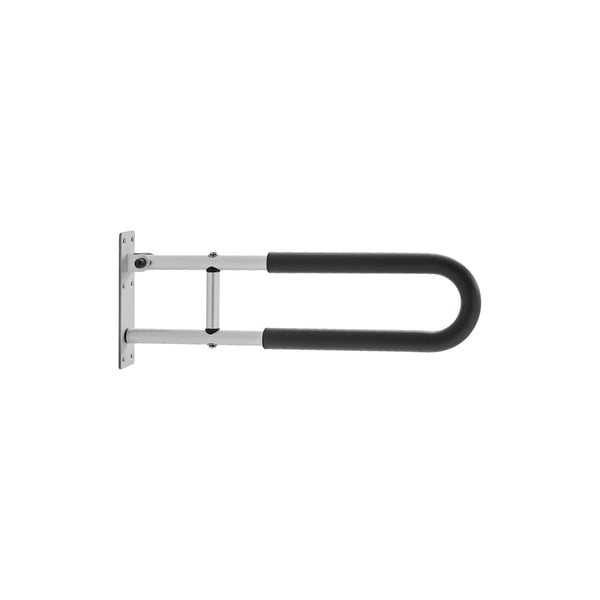 Toiletstøtteræling, 23x75x60,5 cm, Sølv, Sammenklappelig aluminium
