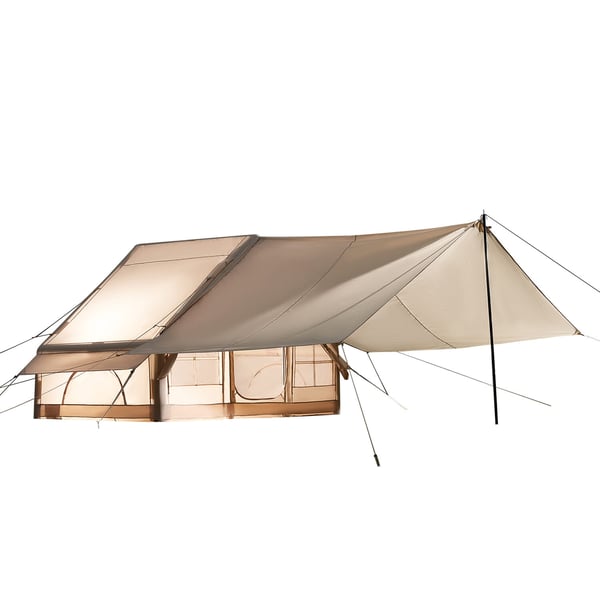 Uppblåsbart campingtält 3x2x2 m beige, 4 säsonger, oxfordtyg