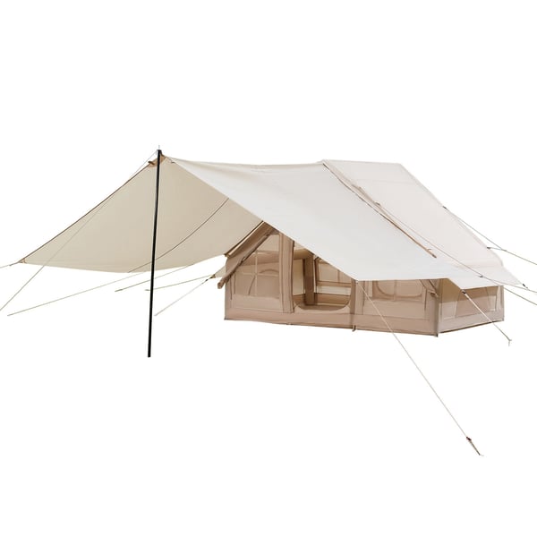 Uppblåsbart campingtält 3x2x2 m beige, 4 säsonger, oxfordtyg