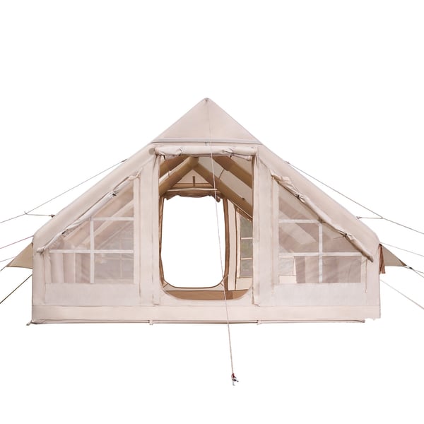 Uppblåsbar campingtält, 400x300x200 cm, Beige, Oxfordtyg