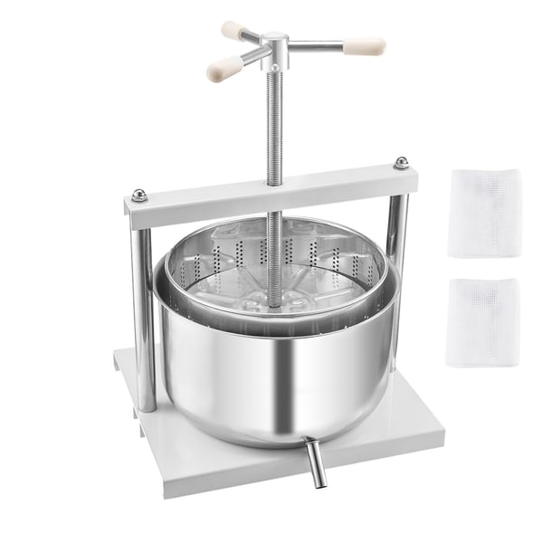 Frugt- og vinpresse, 12L, 370x355x410 mm, Hvid, Rustfrit stål