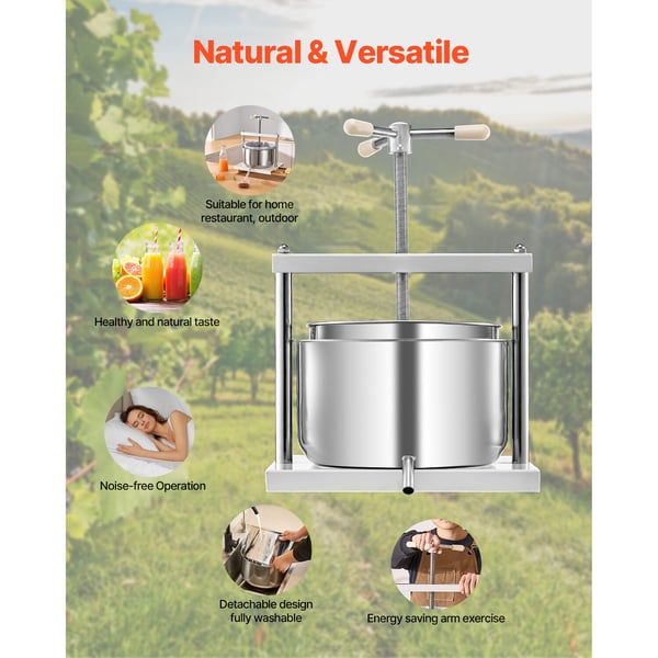 Frugt- og vinpresse, 12L, 370x355x410 mm, Hvid, Rustfrit stål
