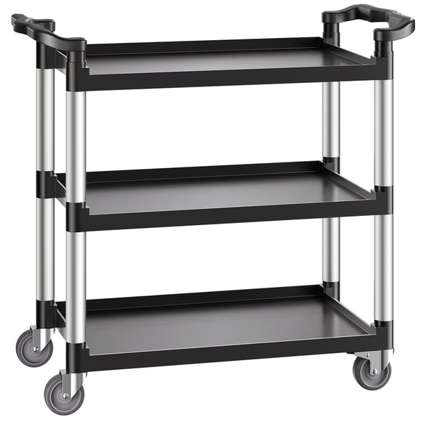 Servisvagn, 3-vånings plastvagn 106x49x98 cm, Svart, Förvaring