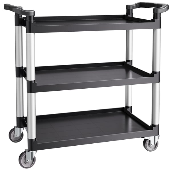 Servisvagn, 3-vånings plastvagn 106x49x98 cm, Svart, Förvaring