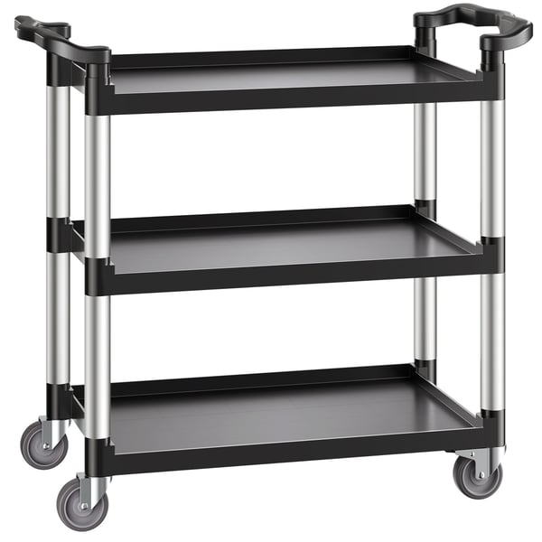 Servisvagn, 3-vånings plastvagn 106x49x98 cm, Svart, Förvaring