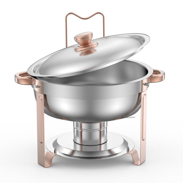 Chafing-astia buffet-setti, 5 qt 4 kpl ruostumaton teräs, ruusukulta, tarjoilulämmitin